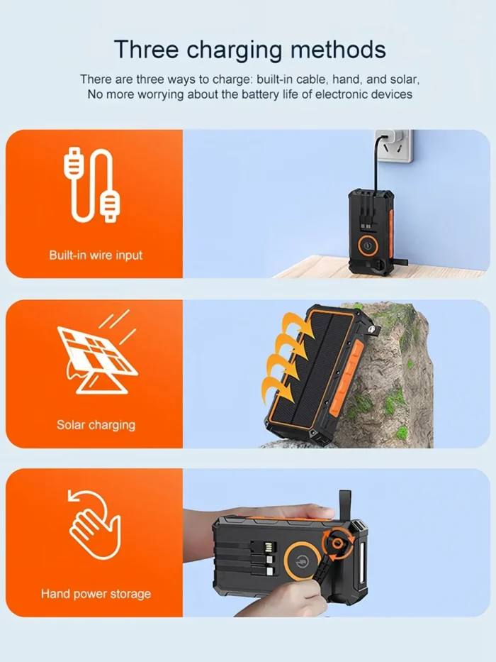 Hand Crank Wireless Solar Power Bank SPB-HC536 Three Charging Methods- [Creup Technologies]